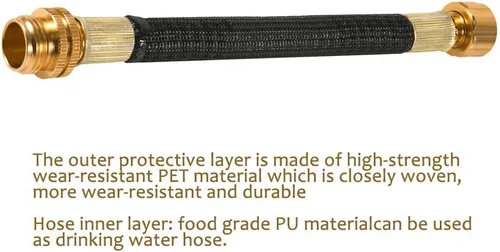 Miniatura 7 de persevere Extensión de manguera de jardín de 0.8 pies, adaptador de manguera de agua flexible, manguera de conector corto con tubo espiral integrado