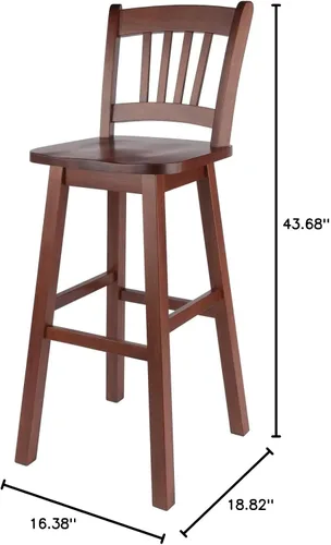 Miniatura 2 de Winsome Fina Taburete giratorio para bar, 30 pulgadas de altura, madera maciza, acabado de nogal