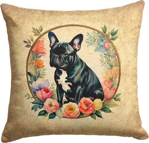 Miniatura 102 de Caroline's Treasures DAC2072PW1414 Affenpinscher and Flowers - Almohada decorativa de tela, lavable a máquina, para interiores y exteriores