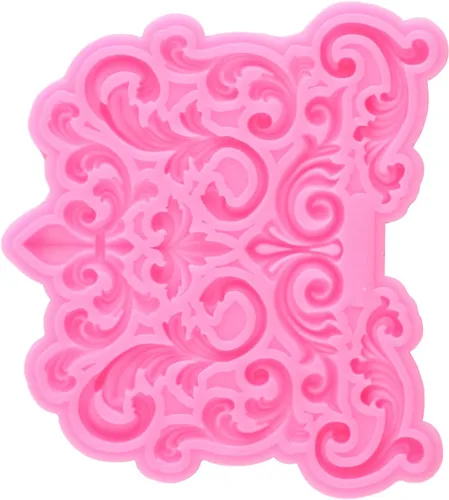 Miniatura 6 de Moldes barrocos de silicona para fondant de encaje de volutas para alivio de flores de caramelo, molde de filigrana esculpido en 3D para decoración