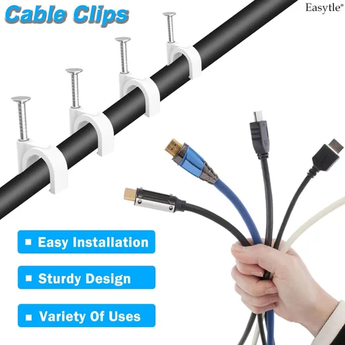 Miniatura 4 de 400 clips de cable de 4/6/8/0.394 in con clips de cable Ethernet de acero, clips de cable de cable, tachuelas de cable, clavos de cable, clips