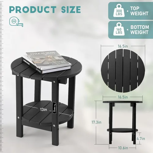 Miniatura 3 de FUNBERRY Mesa auxiliar Adirondack para exteriores, mesas auxiliares de patio de 2 niveles, HDPE para todo tipo de clima para exteriores