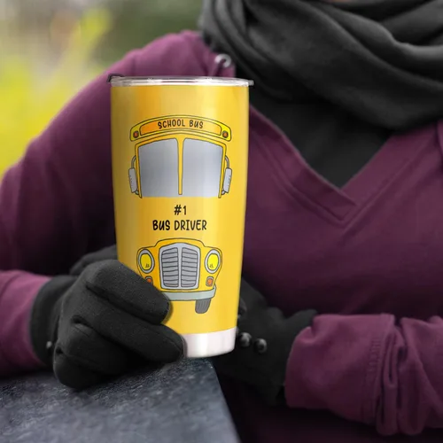 Miniatura 6 de Vaso de acero inoxidable para conductor de autobús, 20 onzas para apreciación del conductor del autobús/escuela