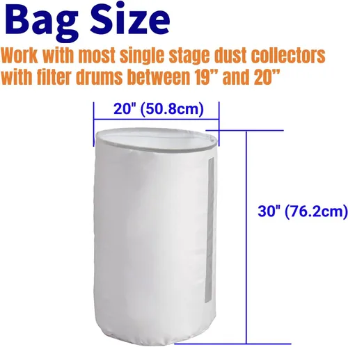 Miniatura 2 de Bolsa inferior para colector de polvo de 70 galones, bolsa de filtro inferior resistente de 30 micrones para herramientas de carpintería, 20