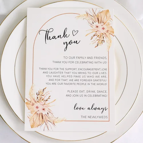 Miniatura 15 de HUIHUANG Tarjetas de agradecimiento de boda, 50 tarjetas de lugar para colocar en la mesa, recepciones, cenas, eventos y celebraciones