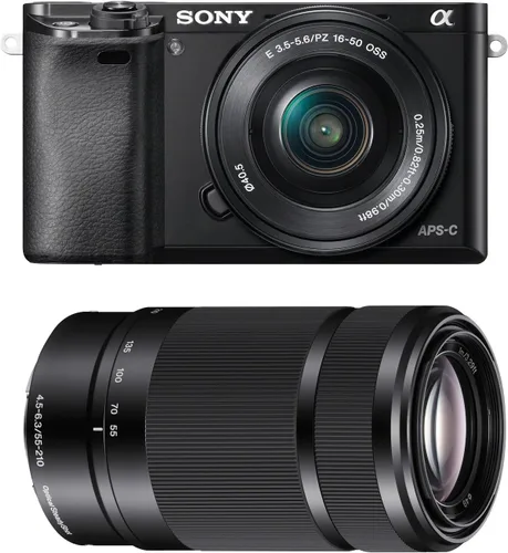 Sony Cámara digital Alpha A6000 Wi-Fi y lente de 0.630-1.969 in con montura E 2.165-8.268 in f/4.5-6.3 OSS lente de zoom