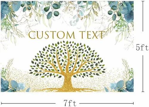 Miniatura 2 de AIBIIN Telón de fondo personalizado para reunión familiar de 7 x 5 pies, hojas de eucalipto, árbol genealógico, fondo de fotografía de árbol verde