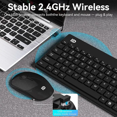 Miniatura 2 de Mango Era - Combo de teclado y mouse inalámbricos compactos, mini teclado y mouse de viaje pequeños para laptop, juego de teclado inalámbrico USB