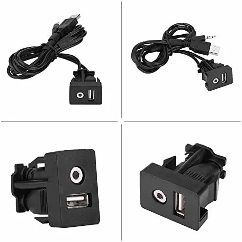 Miniatura 2 de Dilwe Soporte de extensión AUX, cable de montaje empotrado en panel USB para automóvil, barco y motocicleta