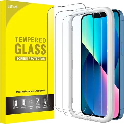 JETech Protector de pantalla de cobertura completa para iPhone 16e 2025, iPhone 13/13 Pro de 6.1 pulgadas, película de vidrio templado con