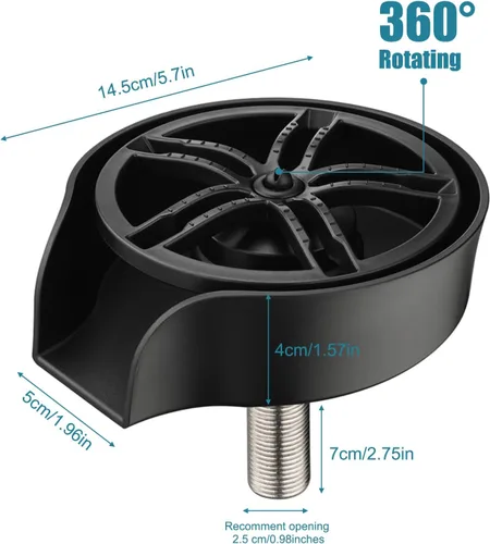Miniatura 6 de Enjuagadora de vidrio para fregadero de cocina, enjuague de vidrio con rociador extraíble, grifo giratorio de alta presión de 360°, enjuague de Negro