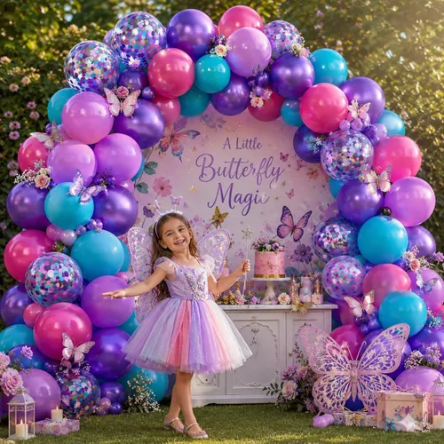 Miniatura 3 de Globos de látex rosa intenso, azul, morado, 50 globos de látex de 12 pulgadas con confeti metálicos para niños, temática mágica, cumpleaños, baby