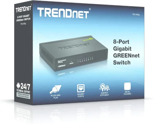 Miniatura 6 de Carcasa de plástico interruptor Trendnet GREENnet de Unmanaged Gigabit escritorio, Negro, 1
