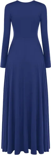 Miniatura 3 de IDOPIP Vestido de baile de manga larga con bloques de color metálico para mujer, vestido litúrgico lírico de adoración