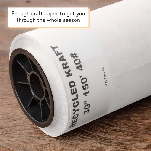 Miniatura 4 de Rollo de papel kraft blanco DIY CREW - 30 pulgadas x 150 pies - Fabricado en EE. UU. - Material reciclado - Papel de regalo - Ideal para embalaje
