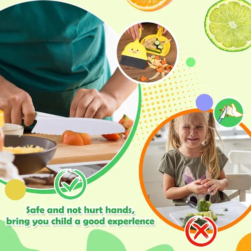 Miniatura 11 de 14 piezas de juego de cuchillos de cocina seguros de juguete Montessori para niños pequeños, juego de cuchillos para niños para cocina real