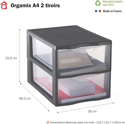 Miniatura 2 de Sundis Orgamix - Mini cajón con 2 cajones Big PP Argent 14.4 x 10.2 x 10.0 in