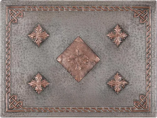 Protector contra salpicaduras de cocina, diamantes con borde celta de cobre, panel victoriano de cobre, azulejos de cobre hechos a mano, decoración