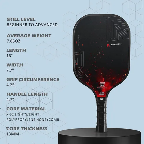 Miniatura 8 de T-300 - Juego de 4 o 2 palas de pickleball de fibra de carbono, aprobadas por USAPA, textura de giro, control y potencia equilibrados, kit de inicio