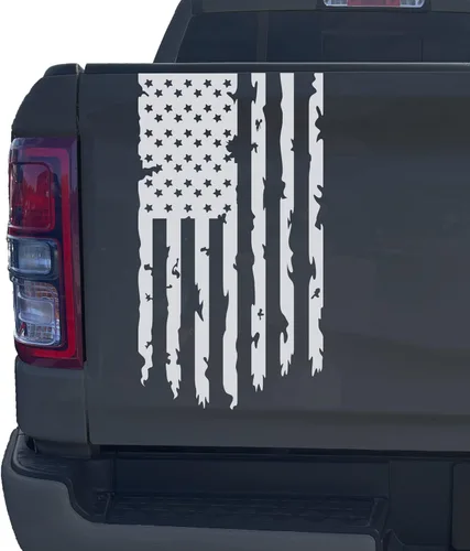 Miniatura 19 de Aldera Graphics Calcomanía de vinilo con la bandera de Estados Unidos de Estados Unidos envejecida compatible con la mayoría de las camionetas