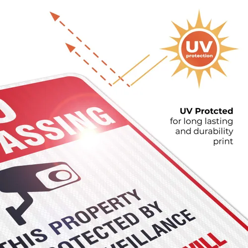 Miniatura 7 de Señal de videovigilancia No Trespassing, cámara de seguridad CCTV, 24 x 30 pulgadas, 3M EGP reflectante aluminio .080, resistente a la decoloración