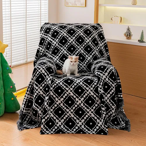 Manta Funda Reversible para Sofá, Fundas de Sofá de Navidad, Manta Funda de Sofá de Chenille, Fundas de Sofás de Navidad Lavables, 71"×71" Protector