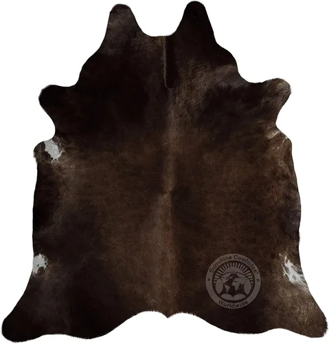 Sunshine Cowhides Alfombra de piel de vaca 100% genuina, color marrón chocolate oscuro, alfombra de estilo moderno de piel animal y alfombra para