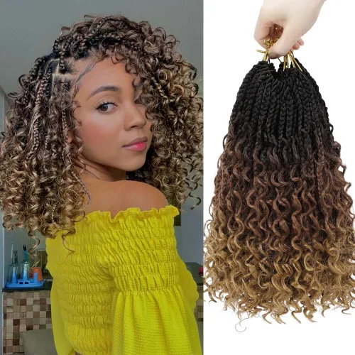 Miniatura 11 de Goddess Box Braids 1B3330 - Trenzas de ganchillo bohemias de 10 pulgadas para mujeres negras, paquete de 7 paquetes de trenzas bohemias preenlazadas