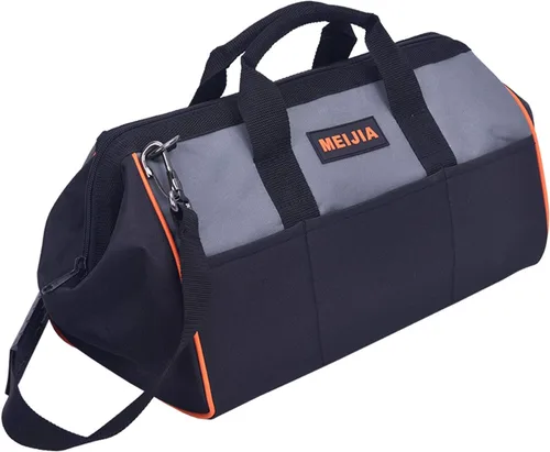 Miniatura 2 de MEIJIA Bolsa de herramientas portátil de boca ancha abierta con múltiples compartimentos, resistente con parte inferior de tablero de polietileno