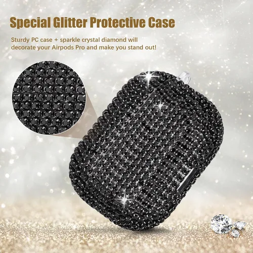 Miniatura 5 de VISOOM Bling Airpods Pro 2ª Generación Funda - Funda para AirPods Pro 2 con Cordón para Mujeres 2024 Crystal iPod Pro 2 Funda de Carga Inalámbrica