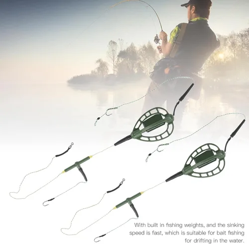 Miniatura 4 de plplaaoo Comedero de pesca de carpa, cesta de trampa de pesca, dispositivo de anidación de carpa de acero al carbono, bobina de alimentador de pesca