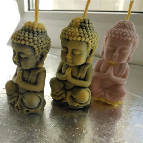 Miniatura 3 de Moldes de silicona para velas de diseño de Buda para decoración de moldes de silicona para manualidades de resina epoxi aroma, molde de yeso