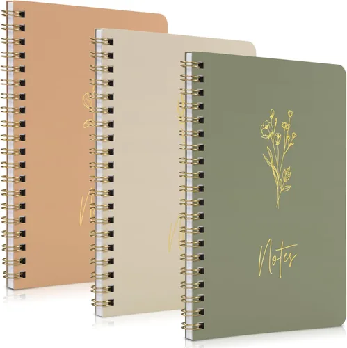 Miniatura 9 de ZICOTO Set de 3 Cuadernos de Espiral Estéticos para Mujeres - Lindo Diario/Cuaderno de 7x5 con Páginas Rayadas de Regla Universitaria - Suministros