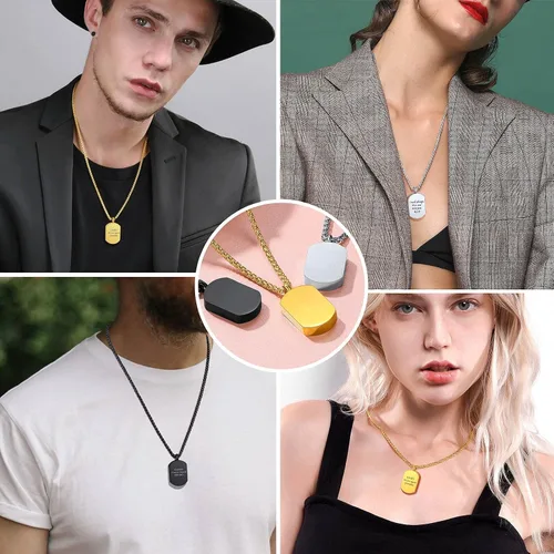 Miniatura 52 de FindChic Collares personalizados con urna para cenizas, barra vertical, gato, luna, reloj de arena, garra de perro, acero inoxidable, chapado en oro