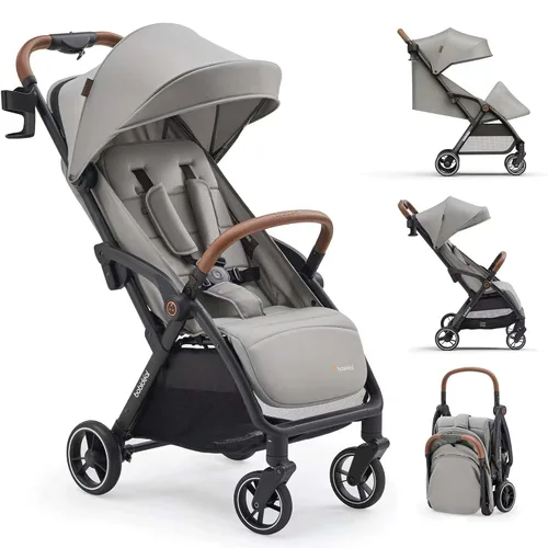 Miniatura 10 de Babideal Cochecito de viaje ligero para bebé, cochecito auto plegable con toldo grande, asiento reclinable operado con una mano, soporte para tazas