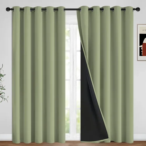 Miniatura 234 de Yakamok Cortinas negras, cortinas de ventana con aislamiento térmico y eficiencia energética para dormitorio, cortinas opacas completas y cortinas