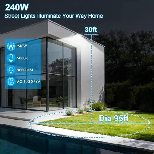 Miniatura 6 de 240 W LED estacionamiento luz muñón montaje atardecer a amanecer 5000K LED estacionamiento luces al aire libre área comercial seguridad IP65