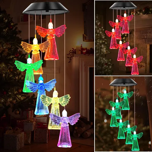 Campanillas de viento solares para exteriores, luces que cambian de color, regalo para mujeres, mamá, abuela, hermana, mejores regalos, campanillas