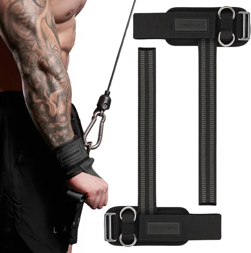 MANUEKLEAR - Correas de muñeca antideslizantes para levantamiento de pesas, correas de levantamiento de pesas con anillos en D para entrenamiento de