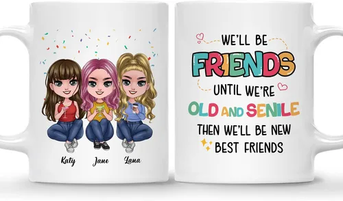 Miniatura 12 de Gossby Taza de café personalizada de la amistad, regalo personalizado Besites para mujeres con diseño de muñeca, nombre, cita – cumpleaños, Navidad