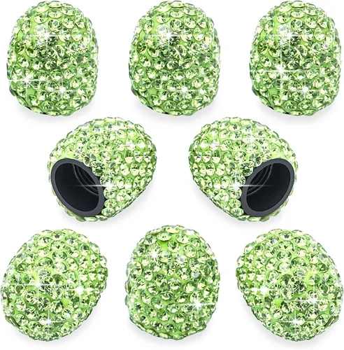 Miniatura 27 de 8 PCS Tapas de Válvula de Vástago de Neumático con Diamantes de Cristal Brillante, Tapas de Válvula de Neumático de Coche a Prueba de Polvo Blanco