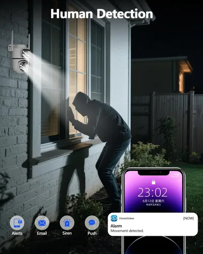 Miniatura 7 de WEILAILIFE 【Vinculación de Lentes Duales】 Cámara de Seguridad Inalámbrica para Exteriores de 5MP, Cámaras de Vigilancia por Video PTZ WiFi
