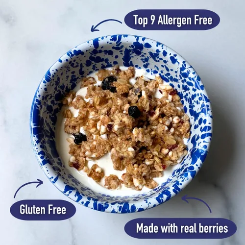 Miniatura 4 de Safe + Fair All American Granola – Snack sin gluten y vegano – Avena integral con fresas reales, arándanos y arándanos rojos – Sin OMG, kosher, sin