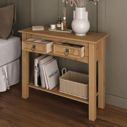 Miniatura 7 de Furniture Dash Mesa consola de madera maciza Corona con 2 cajones de 34.49 pulgadas de ancho, 12.64 pulgadas de profundidad, 28.82 pulgadas de alto