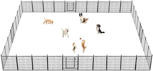 Miniatura 17 de Corralito para perros de 40 pulgadas, 32 paneles, para interiores y exteriores, para perros grandes, medianos y pequeños, valla de metal resistente