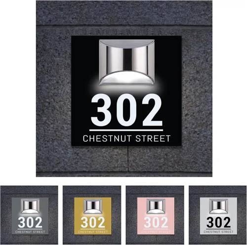 Placa solar personalizada con números de casa, placa LED moderna para puerta, letrero acrílico para casa de jardín, montaje en pared, para casa,