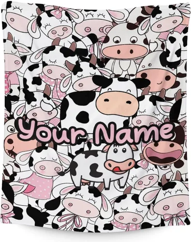 Miniatura 19 de Manta de vaca para niñas pequeñas, tamaño de regazo de 30 x 40 pulgadas, manta de felpa suave y peluda para regalo, manta negra linda para cama, sofá