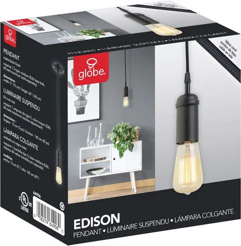 Miniatura 9 de Globe Electric 64906 Edison - Lámpara de techo, 64906, 60watts, 120 volts