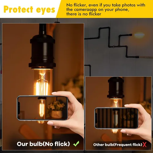 Miniatura 6 de Bombillas tubulares regulables E26 de 40 W, bombillas LED T10 de 4 W, 2200 K, blanco suave tipo T Bulbo sin parpadeo, para lámpara de araña