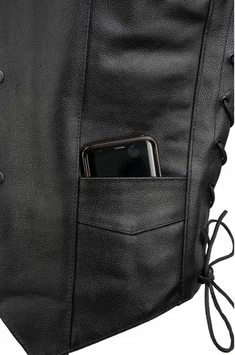 Miniatura 6 de Event Biker Leather - Chaleco de cuero para hombre "Promo, con encaje lateral